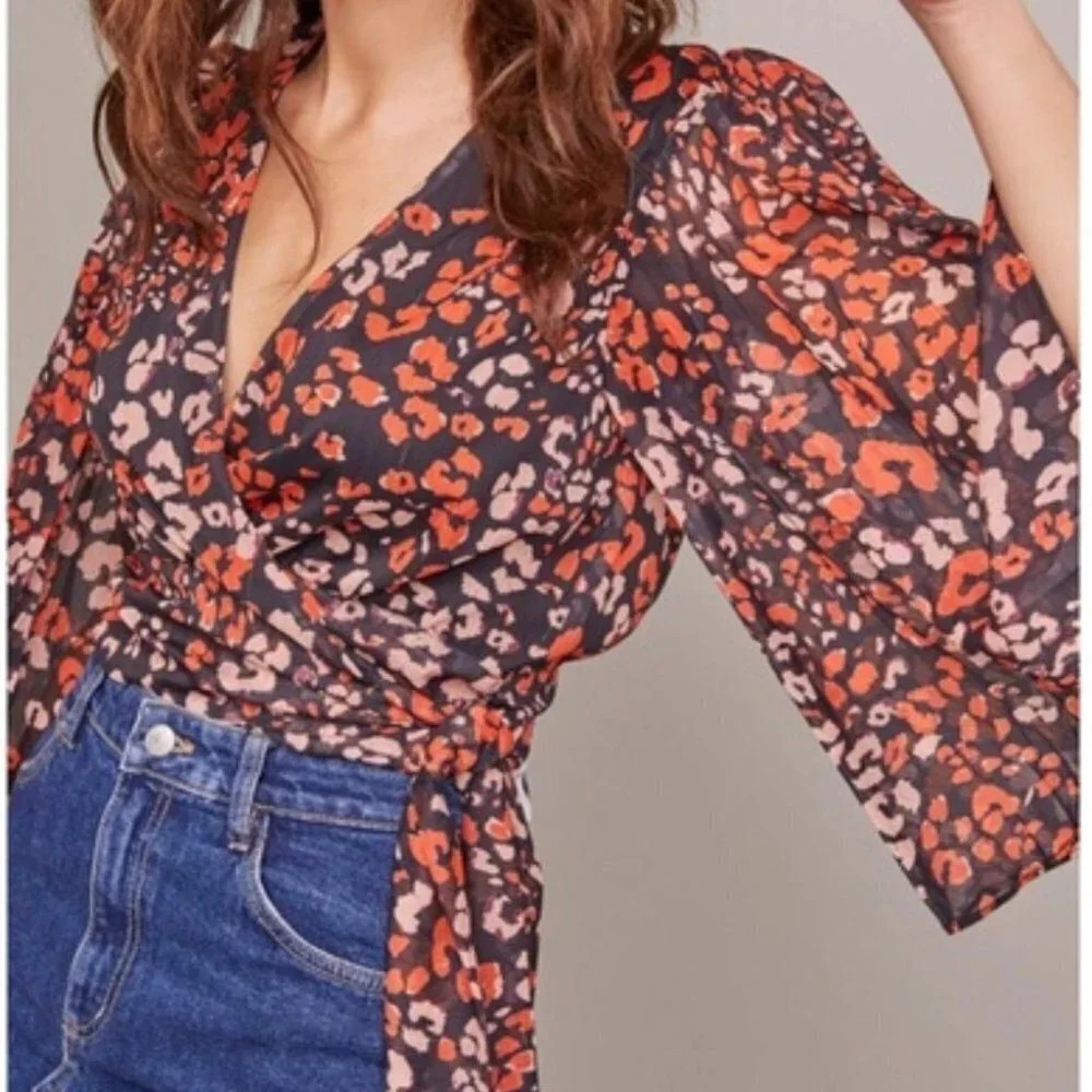 Revolve Astr Leopard Print Lissa  Top Sz Small